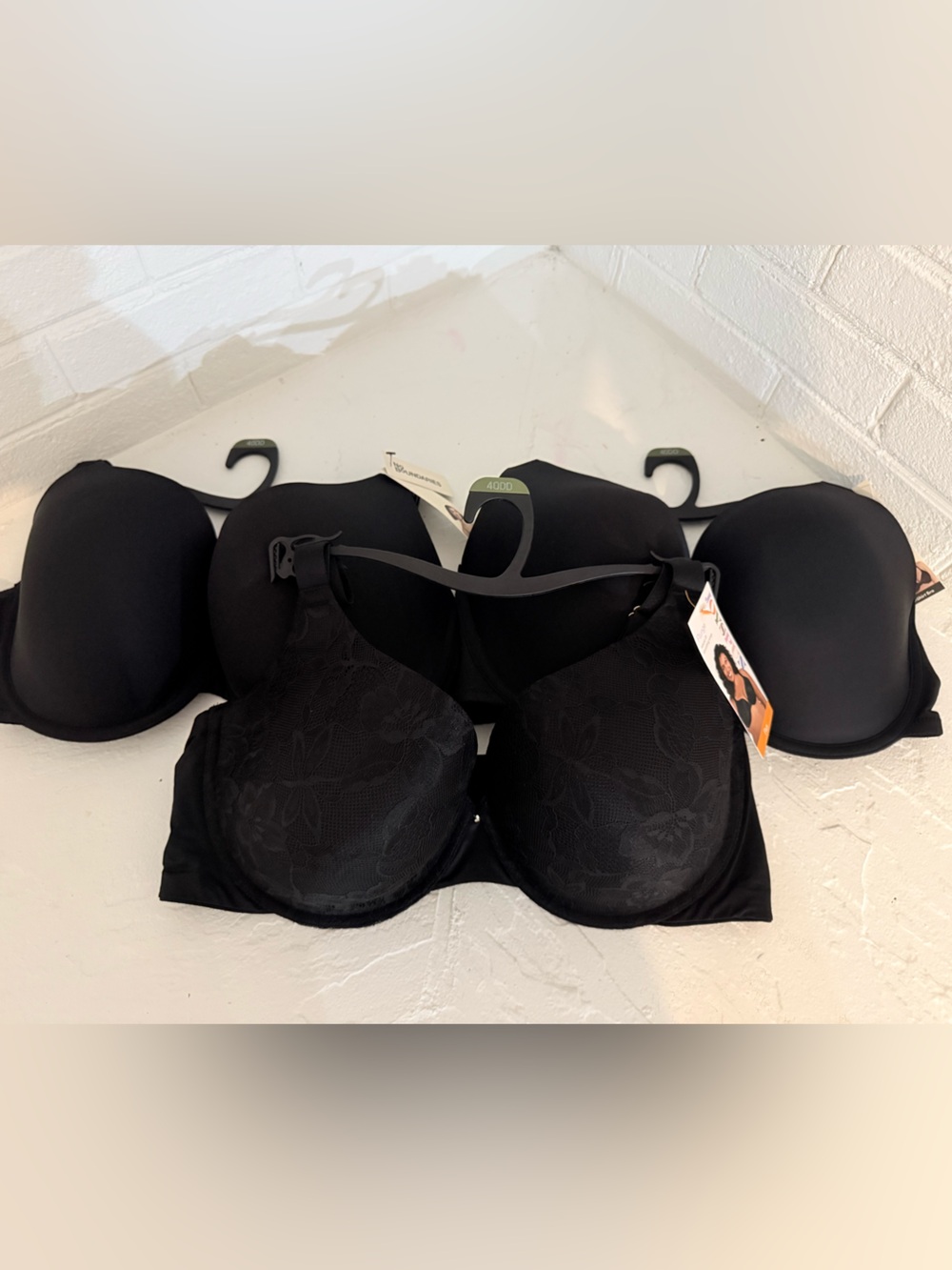 3 Smooth & Black Lace-Detail Convertible Bra with Removable Straps